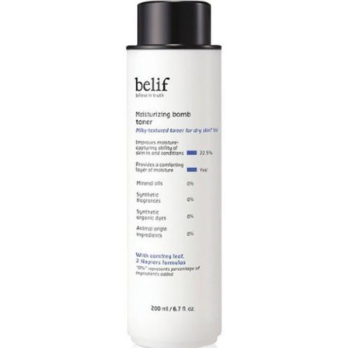 ProtoClinical k-beauty belif Moisturizing Bomb Toner 200ml shown in clean product packaging on a light background.