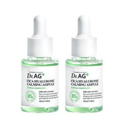 ProtoClinical k-beauty Dr.AG+ Cica Hyaluronic Calming Ampoule 35ml X 2ea two pale aqua ampoule bottles standing side by side on a clean white background