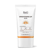ProtoClinical k-beauty Dr.G Brightening Up Sun SPF50+ PA+++ 50ml single upright pale beige sunscreen tube centered on a light background with soft peach side accents