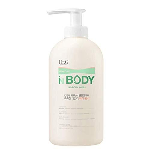 ProtoClinical k-beauty Dr.G Moisture In Body 5.0 Wash 500ml single upright pale beige body wash bottle centered on a light background with soft blush side accents