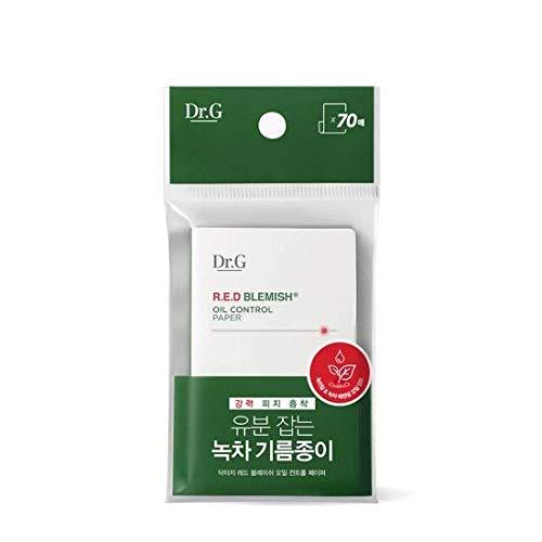 ProtoClinical k-beauty Dr.G R.E.D Blemish Oil Control Paper 70ea two stacked pale green oil control paper packs on a clean white background.