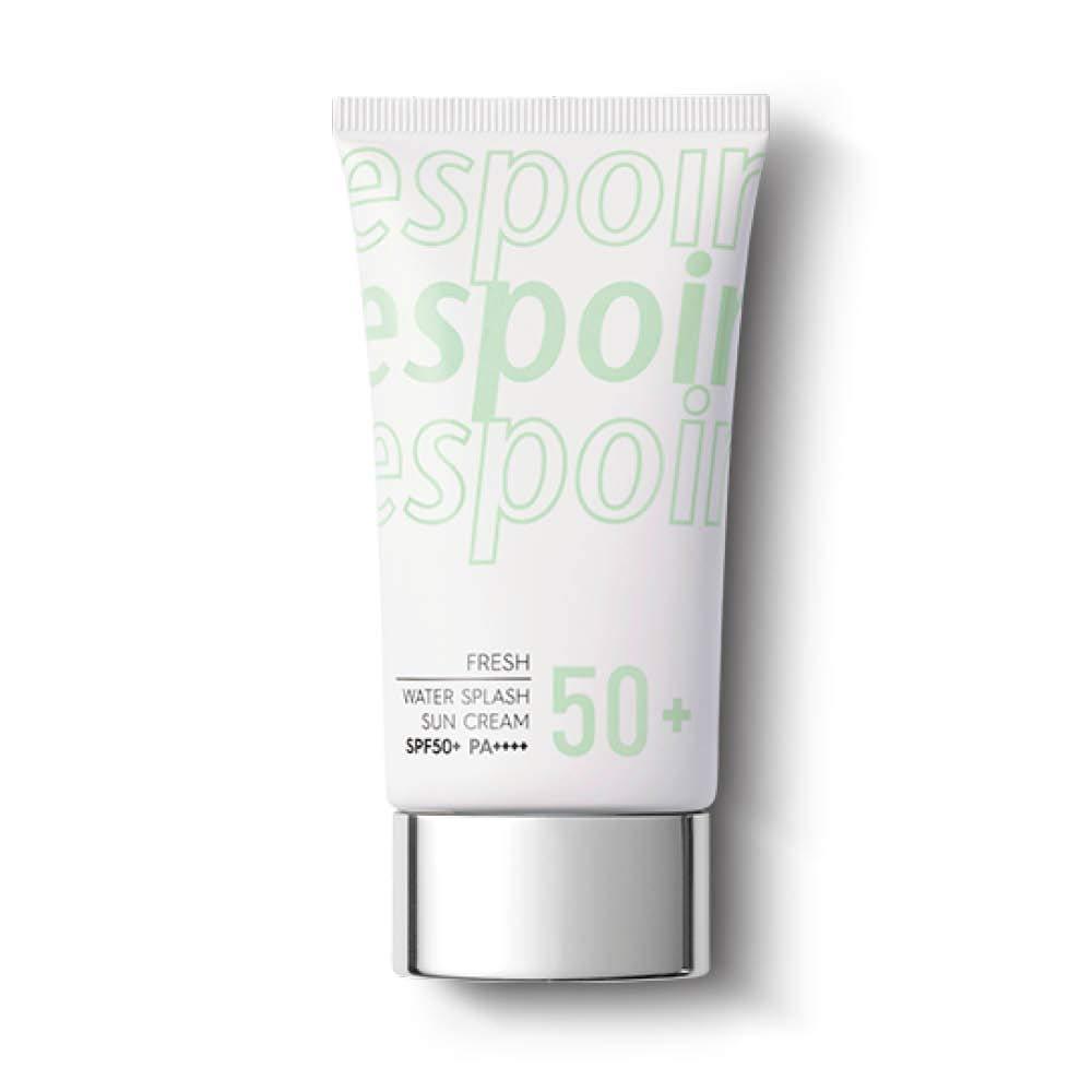 ProtoClinical k-beauty espoir Water Splash Sun Cream Fresh 60ml SPF50+PA+++ sunscreen box with a matching upright tube on a clean white background.