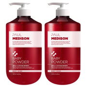 ProtoClinical k-beauty Paul Madison Signature Body Wash White Musk fragrance 1077mL 2pc two rose-pink pump bottles side by side on a white background with pale aqua corner accents