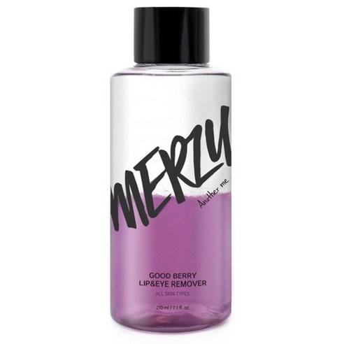 ProtoClinical k-beauty MERZY Good Berry Lip & Eye Remover 210ml single upright lavender remover bottle centered on a pale studio background