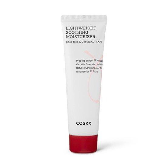 ProtoClinical k-beauty COSRX AC Collection Lightweight Soothing Moisturizer 80ml single upright moisturizer package centered on a white background with soft pink and gray tones