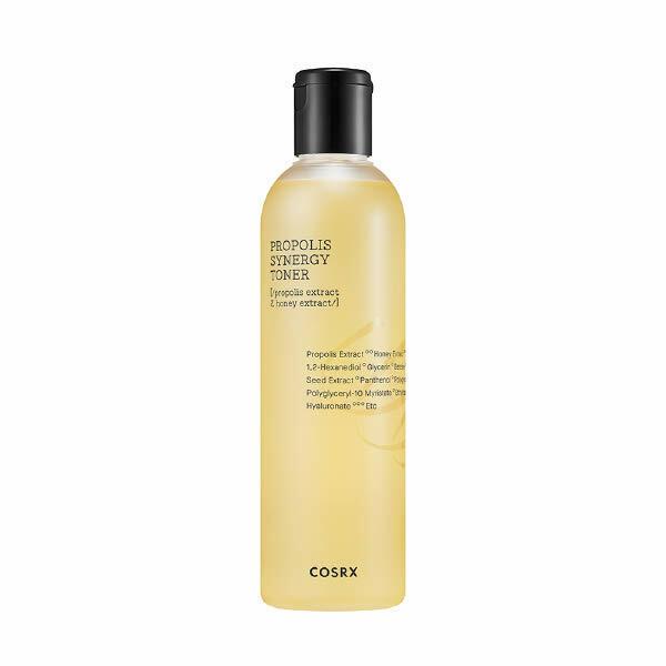 ProtoClinical k-beauty COSRX Full Fit Propolis Synergy Toner 280ml single upright amber bottle centered on a white background