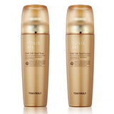ProtoClinical k-beauty TONYMOLY Intense Care Gold 24K Snail 2 Set vertical beige and cream cosmetic graphic on a light background