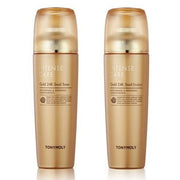ProtoClinical k-beauty TONYMOLY Intense Care Gold 24K Snail 2 Set vertical beige and cream cosmetic graphic on a light background