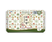ProtoClinical k-beauty [Sofy Body Fit] Guierang Sanitary Pad (Large 29cm) 18 Pads sanitary pad bag packshot in green and white packaging on a light background