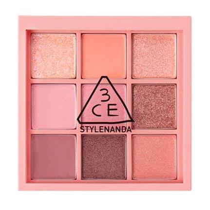 3CE Multi Eye Color Palette 8.1g #BEACH MUSE by ProtoClinical displayed in a front-facing palette packshot on a white background for a k-beauty makeup routine.