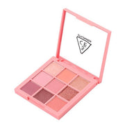 3CE Multi Eye Color Palette 8.1g #BEACH MUSE by ProtoClinical shown in an open palette detail view with warm neutral shades for a k-beauty makeup routine.
