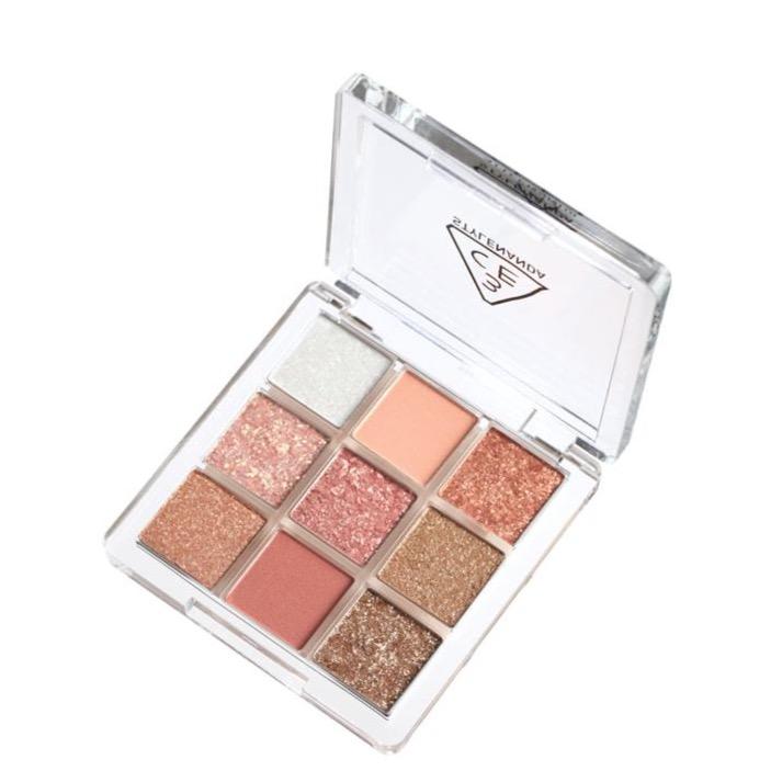 3CE Multi Eye Color Palette 8.1g #DELIGHTFUL by ProtoClinical shown in an eyeshadow palette detail image on a plain background for a k-beauty makeup routine.