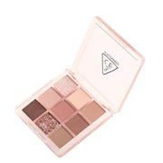 3CE Multi Eye Color Palette 8.1g #SOME DEF by ProtoClinical shown in a square eyeshadow palette detail image on a plain background for a k-beauty makeup routine.