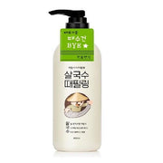 ProtoClinical k-beauty LACVERT Body Exfoliator 300ml as a single cream body exfoliator bottle with a black pump, bright green label, and rice-bowl illustration on a white background