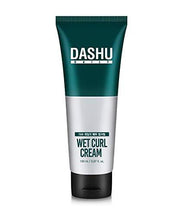 ProtoClinical k-beauty DASHU Daily Wet Curl Cream 150ml shown as a single upright curl cream tube in a dark teal tone centered on a pale aqua and white background