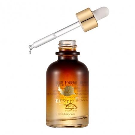 EUNYUL Snail Ampoule Set (30ml x 2ea) by ProtoClinical shown as a close-up amber ampoule bottle on a light background for a k-beauty skincare routine.