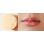 ProtoClinical k-beauty melixir Vegan Lip Butter 3.9g #01 Agave(Clear) split image with a clear balm cross-section beside lips with a glossy finish on a white background