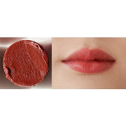 ProtoClinical k-beauty melixir Vegan Lip Butter 3.9g #06 Lust Red (Tinted) horizontal bright red lip color swatch centered on a pale blue and white background