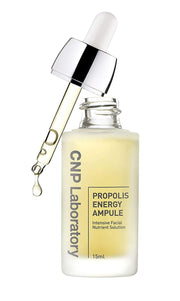 ProtoClinical k-beauty CNP Propolis Energy Ampule 15ml single pale yellow ampule bottle centered on a white background