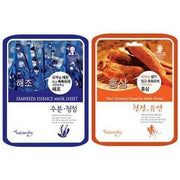 ProtoClinical k-beauty natureby Essence Mask Pack B Type 23g x 100ea mask sachet collage with blue and peach packet blocks around a light center