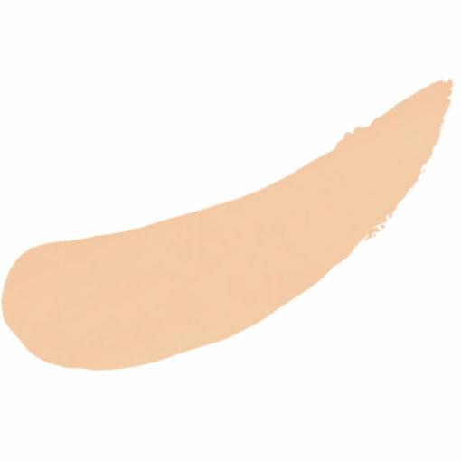 ProtoClinical k-beauty 3CE Soft Matte Fit Cushion 15g + Refill swatch-style diagonal peach band on a pale cream background with soft blue corner shading