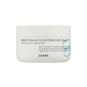 ProtoClinical k-beauty COSRX Hydrium Green Tea Aqua Soothing Gel Cream 50ml single round pale green cream jar centered on a white background