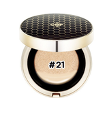 ProtoClinical k-beauty CNP Propolis Ampule In Cushion 15g + 15g Refill Set makeup compact with a dark lid and warm beige base on a light background