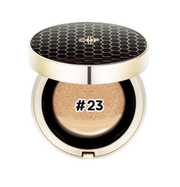 ProtoClinical k-beauty CNP Propolis Ampule In Cushion 15g + 15g Refill Set makeup compact with a dark lid and warm beige base on a light background