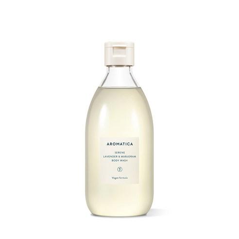 AROMATICA Serene Body Wash Lavender & Marjoram 300ml by ProtoClinical shown in a body wash bottle product shot on a clean background, highlighting the lavender and marjoram packaging for a k-beauty body care routine.