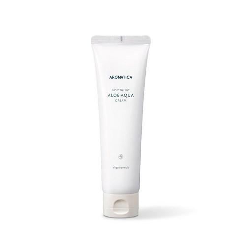 ProtoClinical k-beauty AROMATICA Soothing Aloe Aqua Cream 150g single upright off-white cream tube with a beige cap centered on a pale beige background
