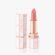 ProtoClinical k-beauty [DEAR DAHLIA] BLOOMING EDITION Lip Paradise Sheer Dew Tinted Lipstick 3.4g #AUDREY taupe lipstick silhouette centered on a pale blue and white background