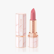 ProtoClinical k-beauty [DEAR DAHLIA] BLOOMING EDITION Lip Paradise Sheer Dew Tinted Lipstick 3.4g #VICTORIA beauty close-up with a centered vertical form on a pale background in soft neutral tones.