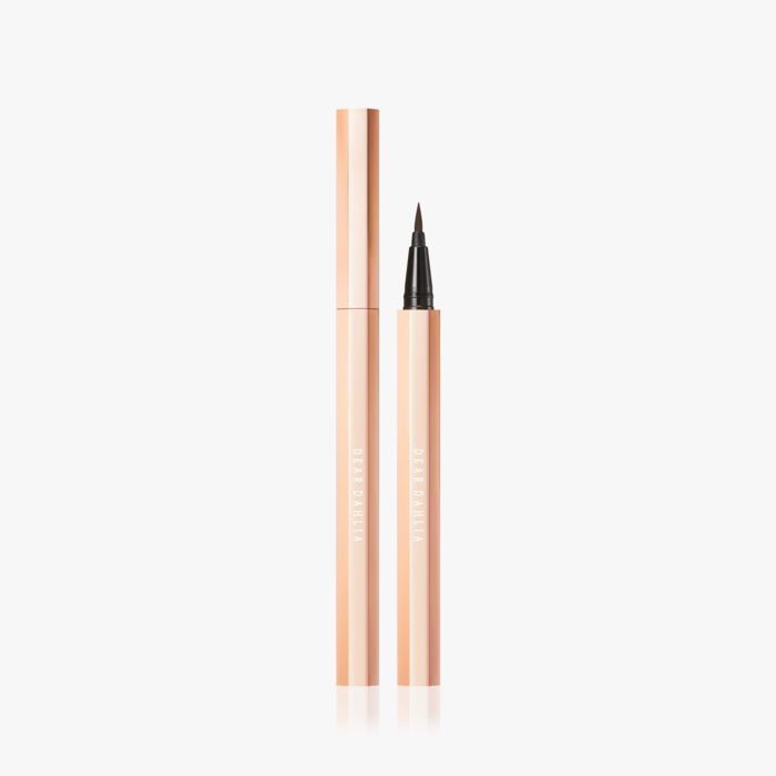ProtoClinical k-beauty [DEAR DAHLIA] Paradise Dream Precision Pro Liquid Eyeliner 0.5ml (2 Colors) close-up product graphic in muted mauve and neutral tones on a pale background