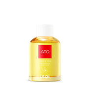 ProtoClinical k-beauty warm golden beauty product silhouette with an amber center and pale blue side accents on a light background.