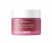 ProtoClinical k-beauty isoi Bulgarian Rose Refresh Mask 80g single round mask jar centered over a soft peach vertical band on a pale background
