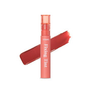ProtoClinical k-beauty ETUDE HOUSE Fixing Tint 4g #02 Vintage Red horizontal vintage red swatch with a deeper rosy center on a soft beige background