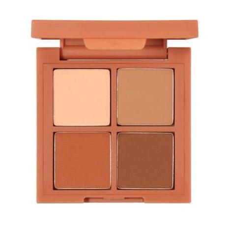ProtoClinical k-beauty 3CE MINI MULTI EYE COLOR PALETTE 3.5g #BROWN RUM square eye palette close-up with warm brown and beige pans on a light background