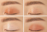 ProtoClinical k-beauty 3CE MINI MULTI EYE COLOR PALETTE 3.5g #CASUAL TALK horizontal swatch strip with peach and beige vertical bands on a light background
