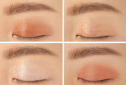 ProtoClinical k-beauty 3CE MINI MULTI EYE COLOR PALETTE 3.5g #CASUAL TALK horizontal swatch strip with peach and beige vertical bands on a light background