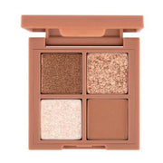 ProtoClinical k-beauty 3CE MINI MULTI EYE COLOR PALETTE 3.5g #CASUAL TALK square eye palette close-up with peach and brown pans on a light background
