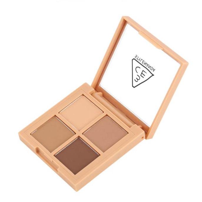 ProtoClinical k-beauty 3CE MINI MULTI EYE COLOR PALETTE 3.5g #FLAT CALL single square eye palette compact centered on a light background.
