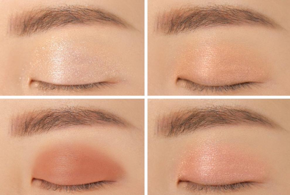 ProtoClinical k-beauty 3CE MINI MULTI EYE COLOR PALETTE 3.5g #SECOND PAIR horizontal swatch strip with multiple vertical eyeshadow bands on a light background