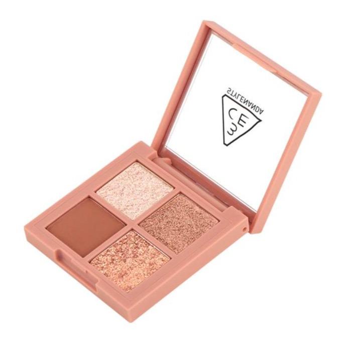 ProtoClinical k-beauty 3CE MINI MULTI EYE COLOR PALETTE 3.5g #SECOND PAIR single square eye palette compact centered on a light background.