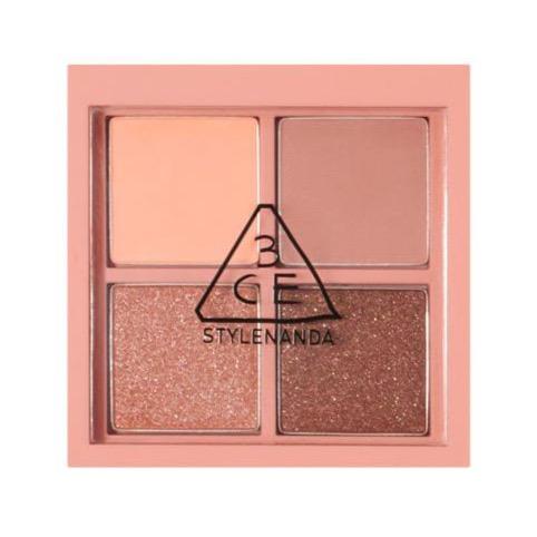 ProtoClinical k-beauty 3CE MINI MULTI EYE COLOR PALETTE 3.5g #SIDE BY SIDE single square eye palette compact centered on a light background.
