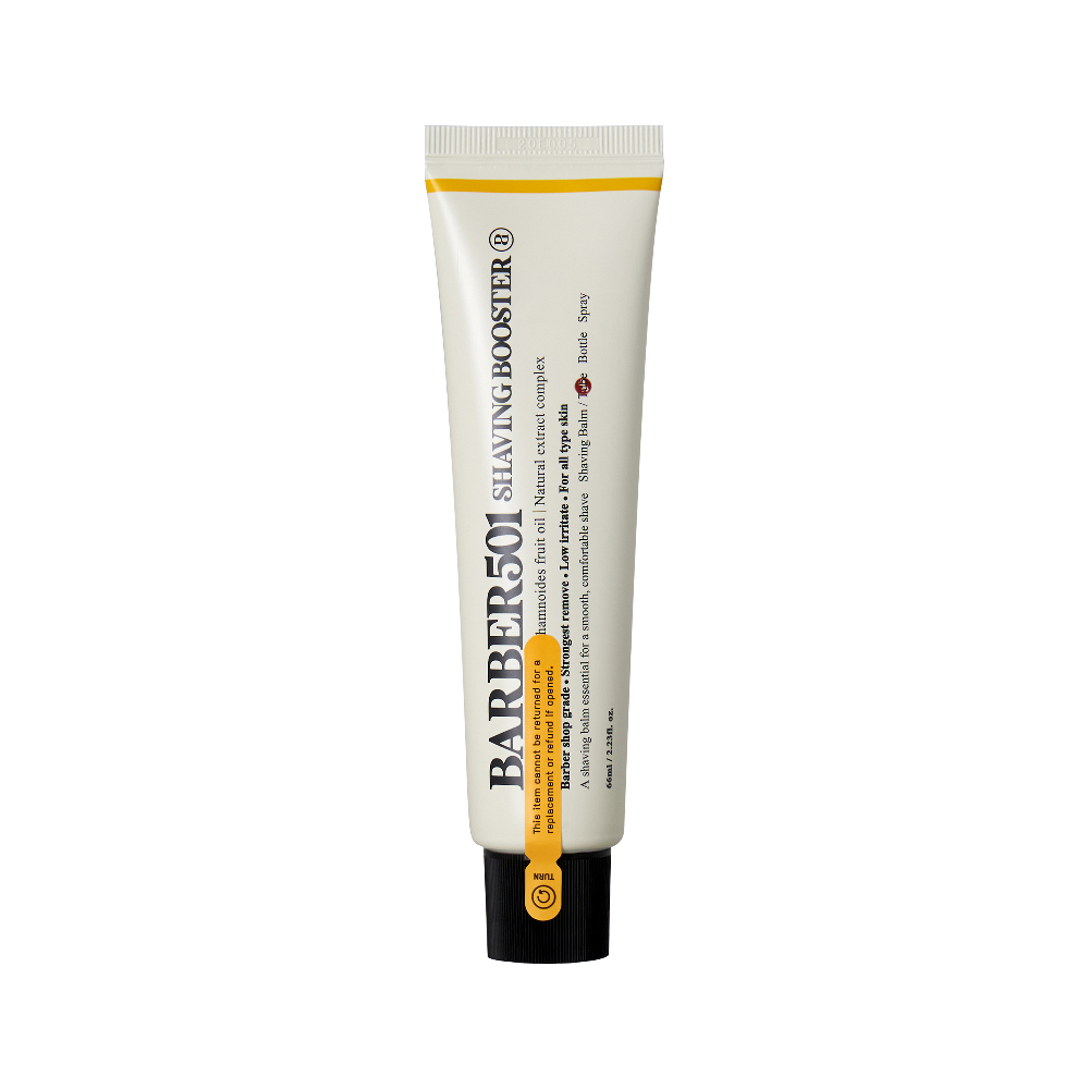 BARBER501 SHAVING BOOSTER Shaving Cream 66ml #VITA(YELLOW) by ProtoClinical shown in product packaging on a clean white background for a k-beauty men's grooming routine.