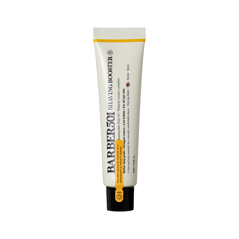 BARBER501 SHAVING BOOSTER Shaving Cream 66ml #VITA(YELLOW) by ProtoClinical shown in product packaging on a clean white background for a k-beauty men's grooming routine.