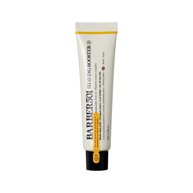 BARBER501 SHAVING BOOSTER Shaving Cream 66ml #VITA(YELLOW) by ProtoClinical shown in product packaging on a clean white background for a k-beauty men's grooming routine.