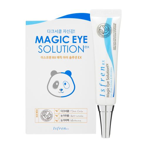 ProtoClinical k-beauty Isfren Rx Magic Eye Solution Ex - ISFREN Dark Circle Eye Cream 20g single centered pale blue eye cream package with darker gray side panels on a white background.