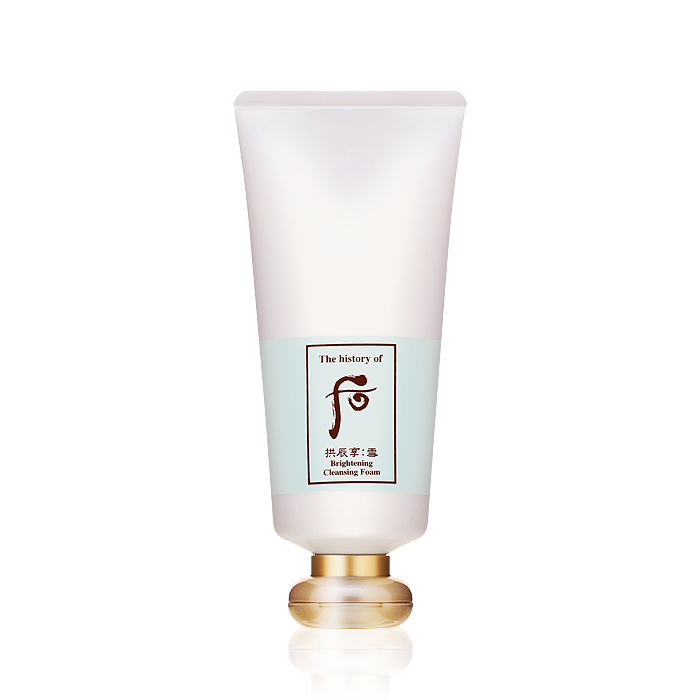 ProtoClinical k-beauty [The History of Whoo] GONGJINHYANG SEOL Brightening Foam Cleansing 180ml cleansing foam product packaging on a light background.