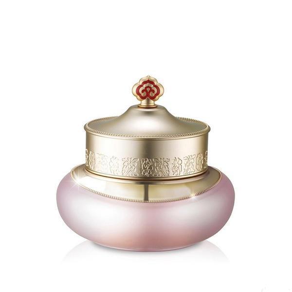 ProtoClinical k-beauty [The History of Whoo] GONGJINHYANG SOO 'SOO YEON JIN CREAM' Intensive Hydrating Cream 50ml hydrating cream jar on a light background.